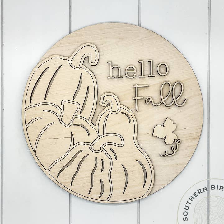 Gourds 3D Round Blank (Hello Fall) for wholesale by Southern Birch Company