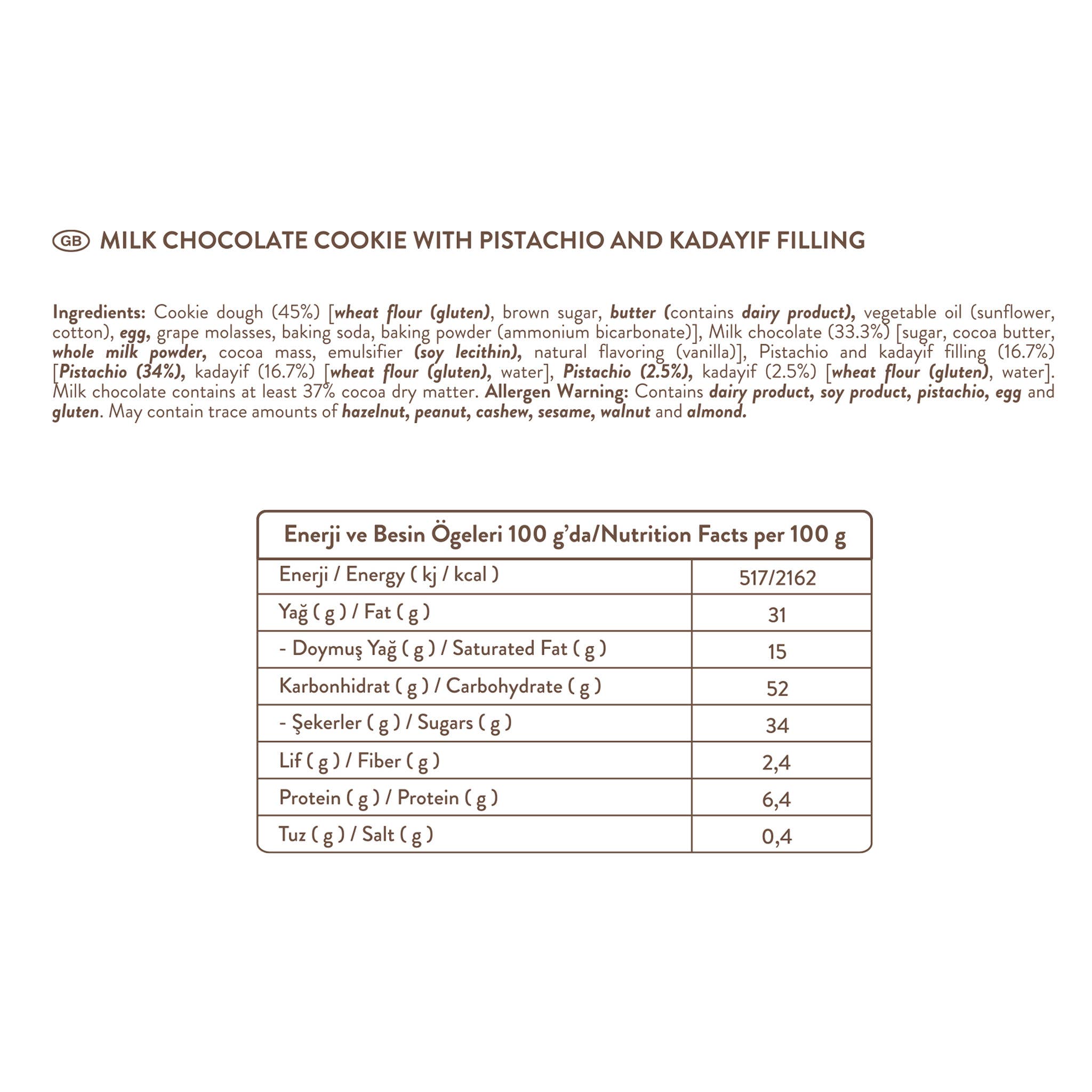 Patislove - Wholesale Cookie - Milk Chocolate Cookie with Pistachio and Kadayif Filling4
