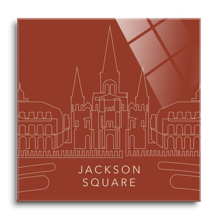 Modern Minimalist Louisiana Jackson |12x12 Glass Plaque for wholesale by Love Local