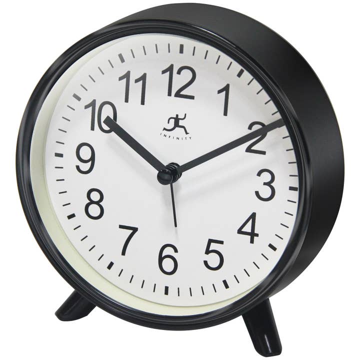 Infinity Instruments - Wholesale Desk Clock - Table Clock Round Black Tabletop Clock with Alarm 5.75 Inch1