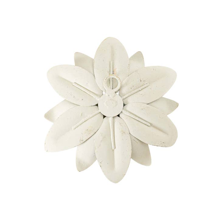 Foreside Home & Garden - Wholesale Wall Accent - Abeline Antique Finish Flower Wall Decor White Metal