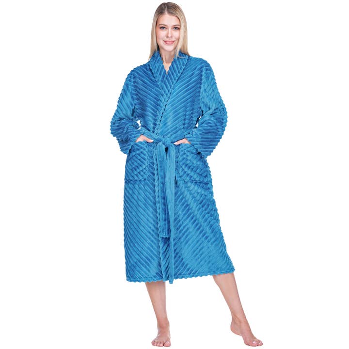 Pavilia - Wholesale Robe - Women's - Women's Ribbed Fleece Robe19