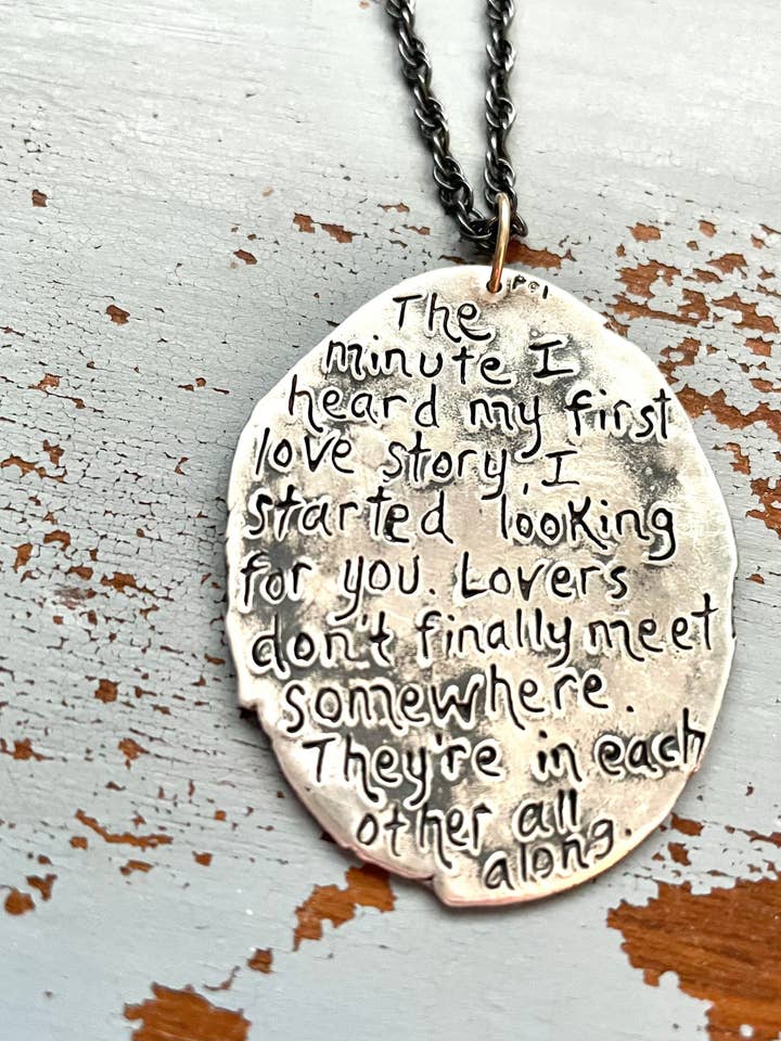 Sterling Silver Rumi Quote Inspirational Pendant Necklace for wholesale by Peaces of Indigo