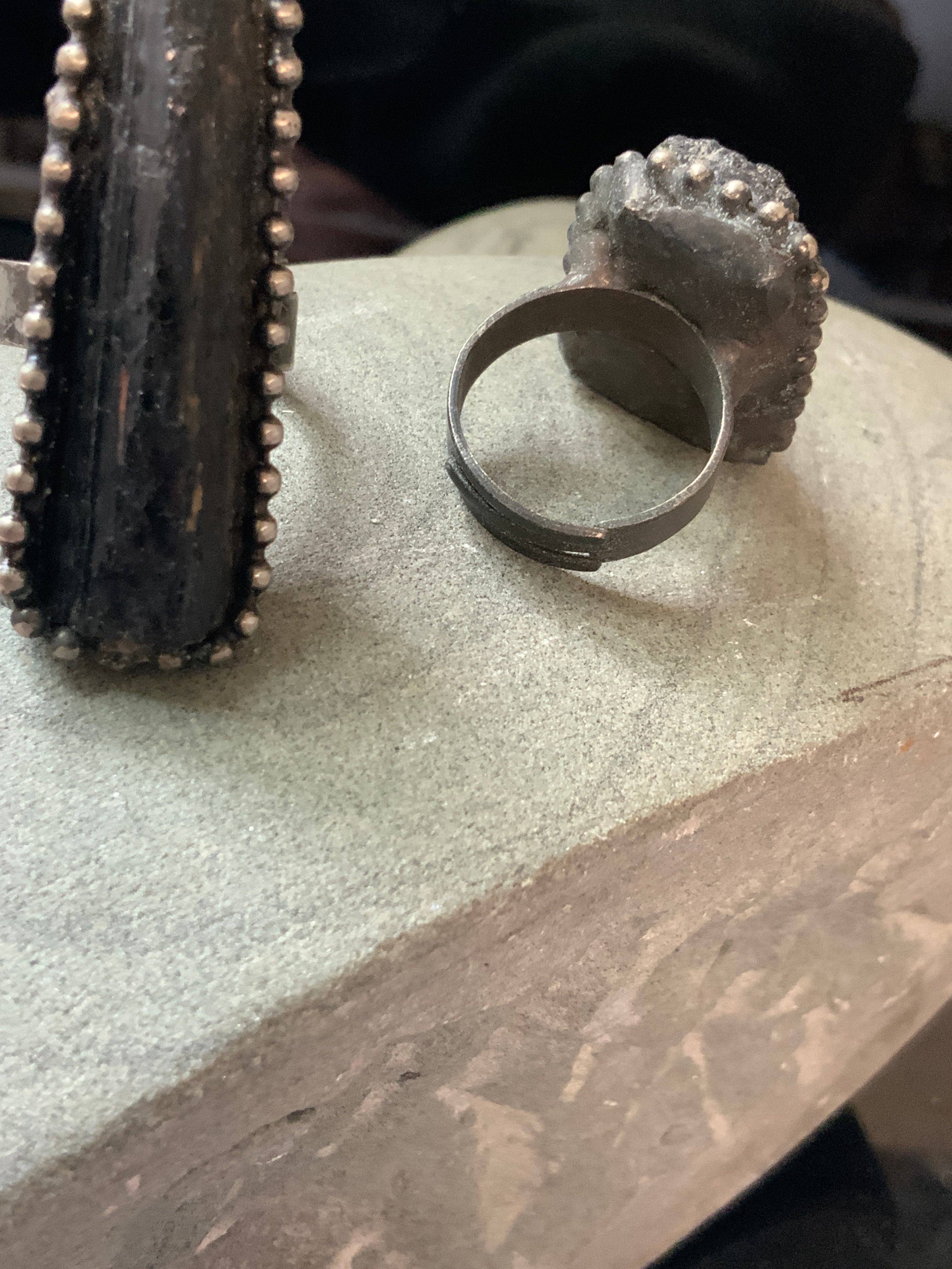 Peace Love Bling - Wholesale Cocktail/Statement Ring - Seriously Statement Raw Black Tourmaline Ring2