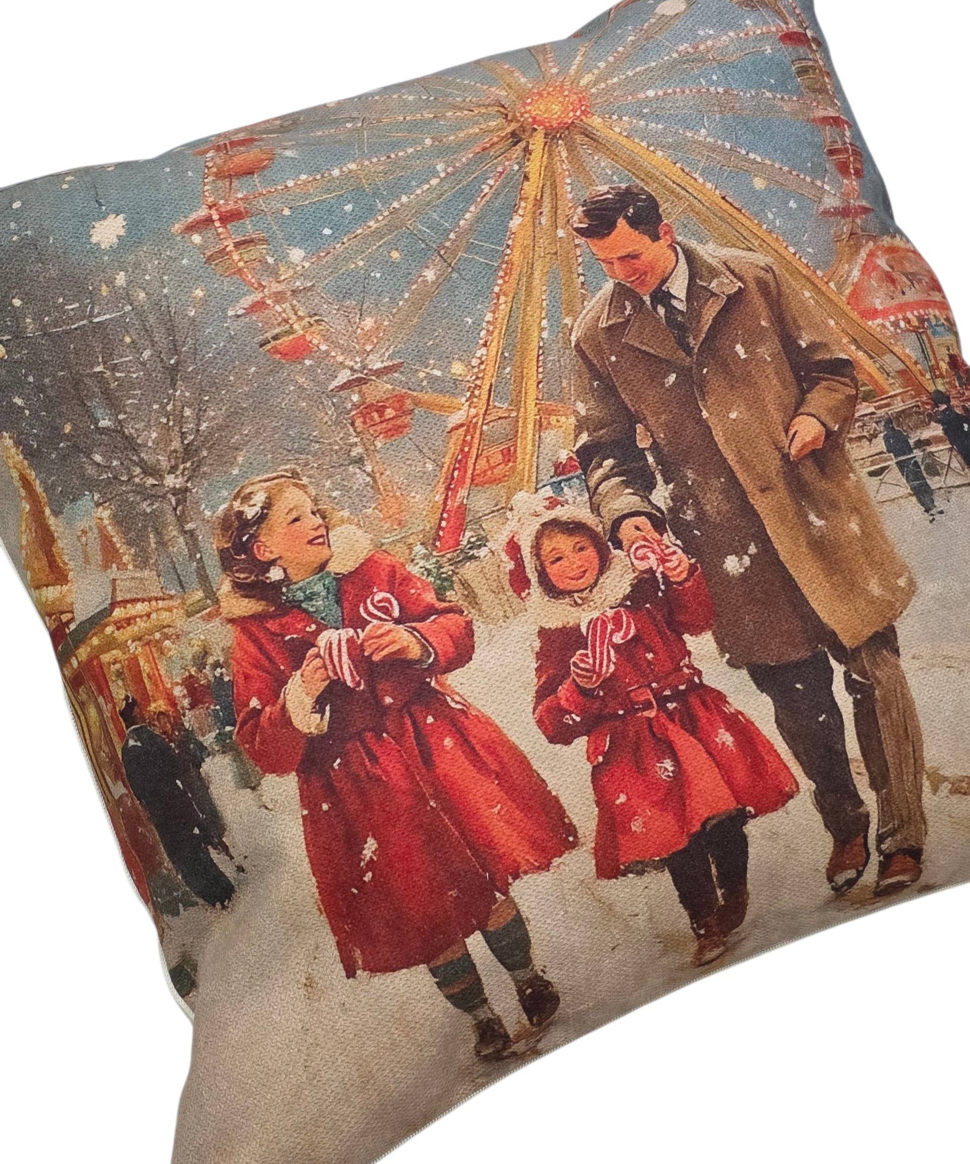 Lunaria Lab – wholesale Dekorativ kudde – Vintage Christmas Family kuddfodral1