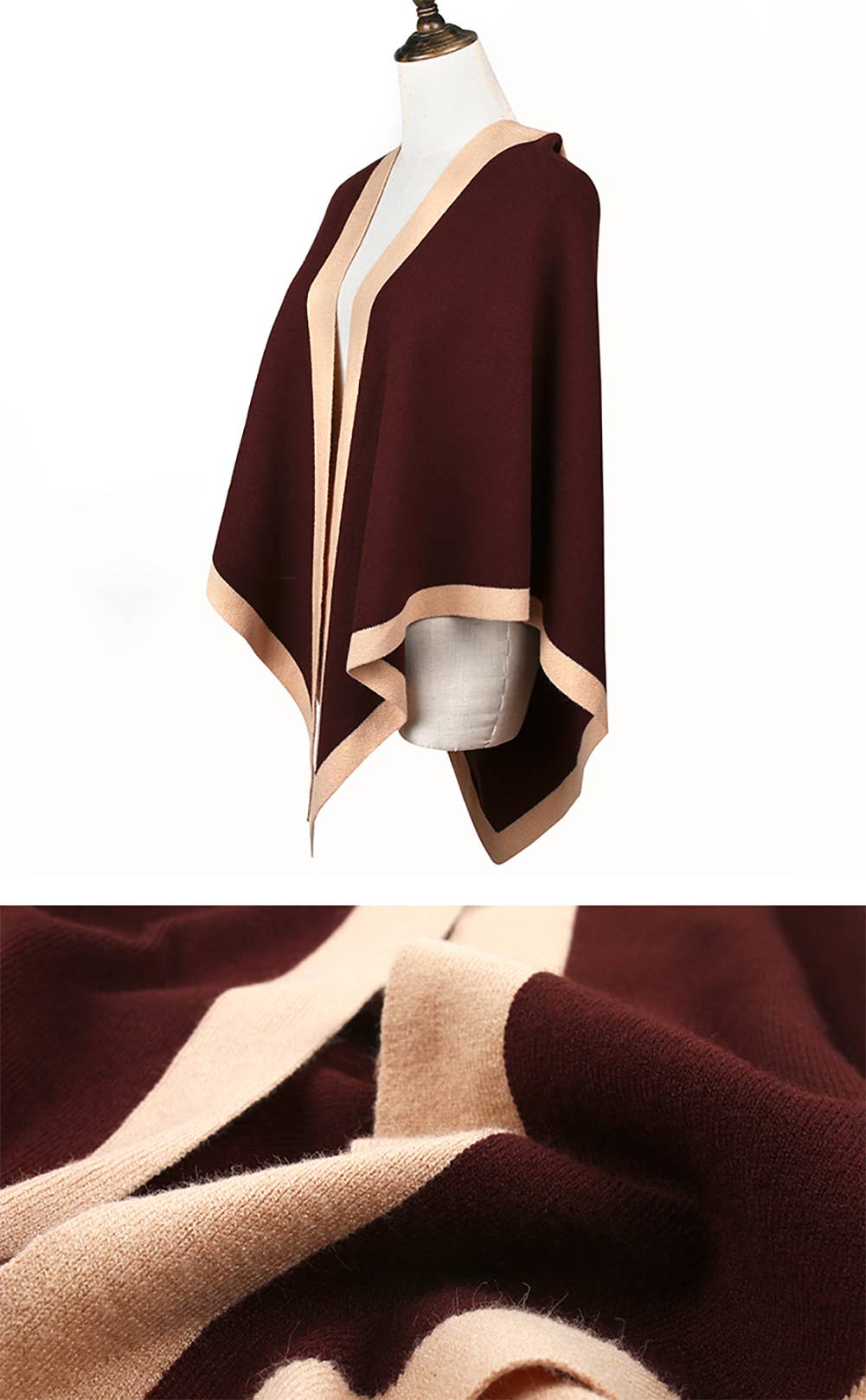 Fennco Styles - Wholesale Omslagdoek - Dames - Driehoekige omslagdoek van kasjmiermix met contrasterende randen16