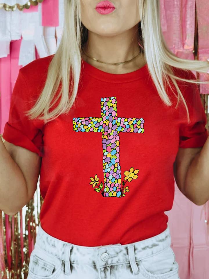 House Of Rodan - Wholesale T-shirt (graphic) – women's - Easter Cross - Christian Religious Easter Jesus God T-Shirt4