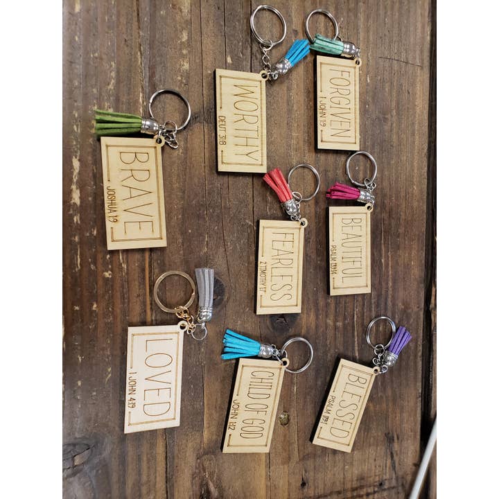 Portachiavi con parole di affermazione per la vendita all'ingrosso da parte di The Poppell Mart