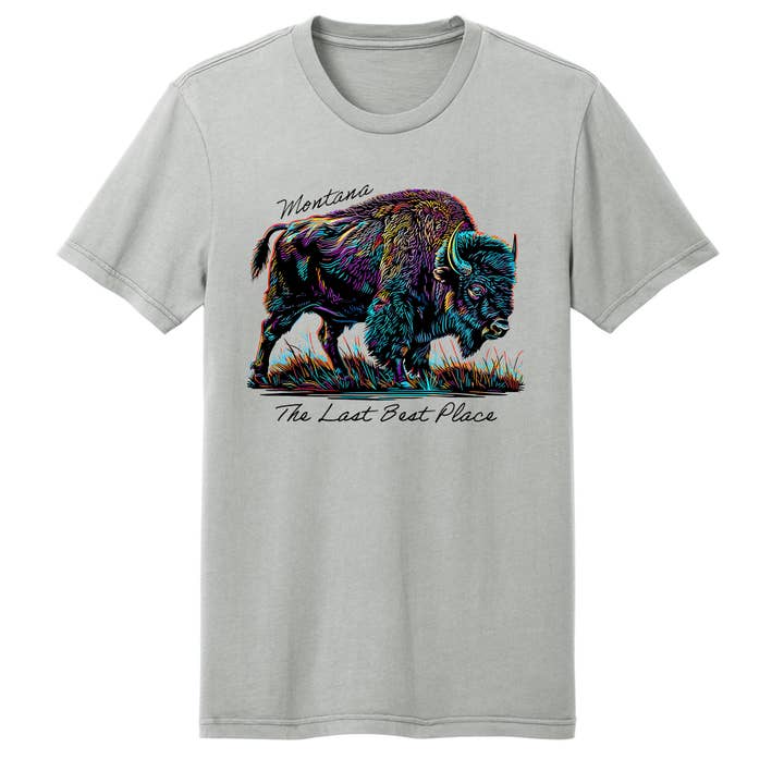 Many-Color Bison - Wash Tee for wholesale by Blue Peak Creative