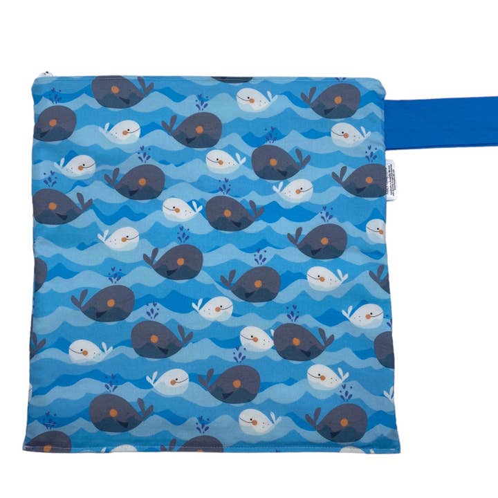 Large Wet Bag with Handle Whales Smiling for wholesale by Nina's Flying Needle