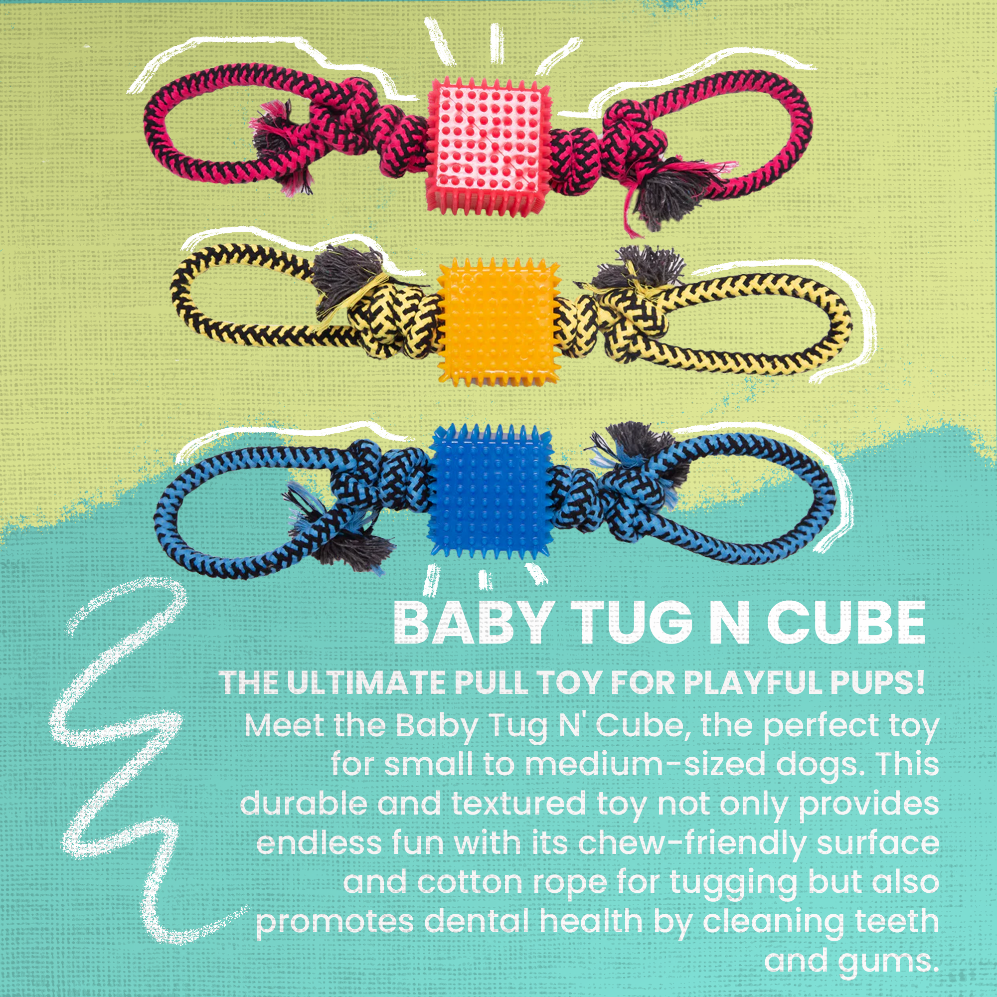 SnugArooz – wholesale Pet rope toy – Dog – Baby Tug N Cube2