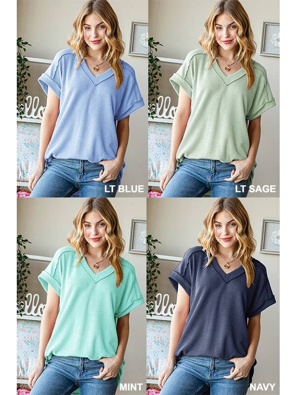 HEIMISH - Wholesale Tunic - Women's - ET7484-10 SOLID URBAN RIBBED TOP19