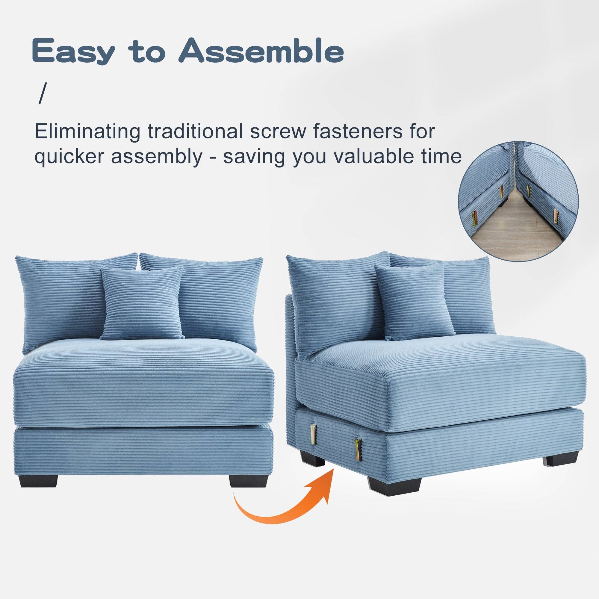 39F Inc. - Wholesale Sofa - Oversized Blue Cloud Modular Sectional Couch (13 Pillows)5