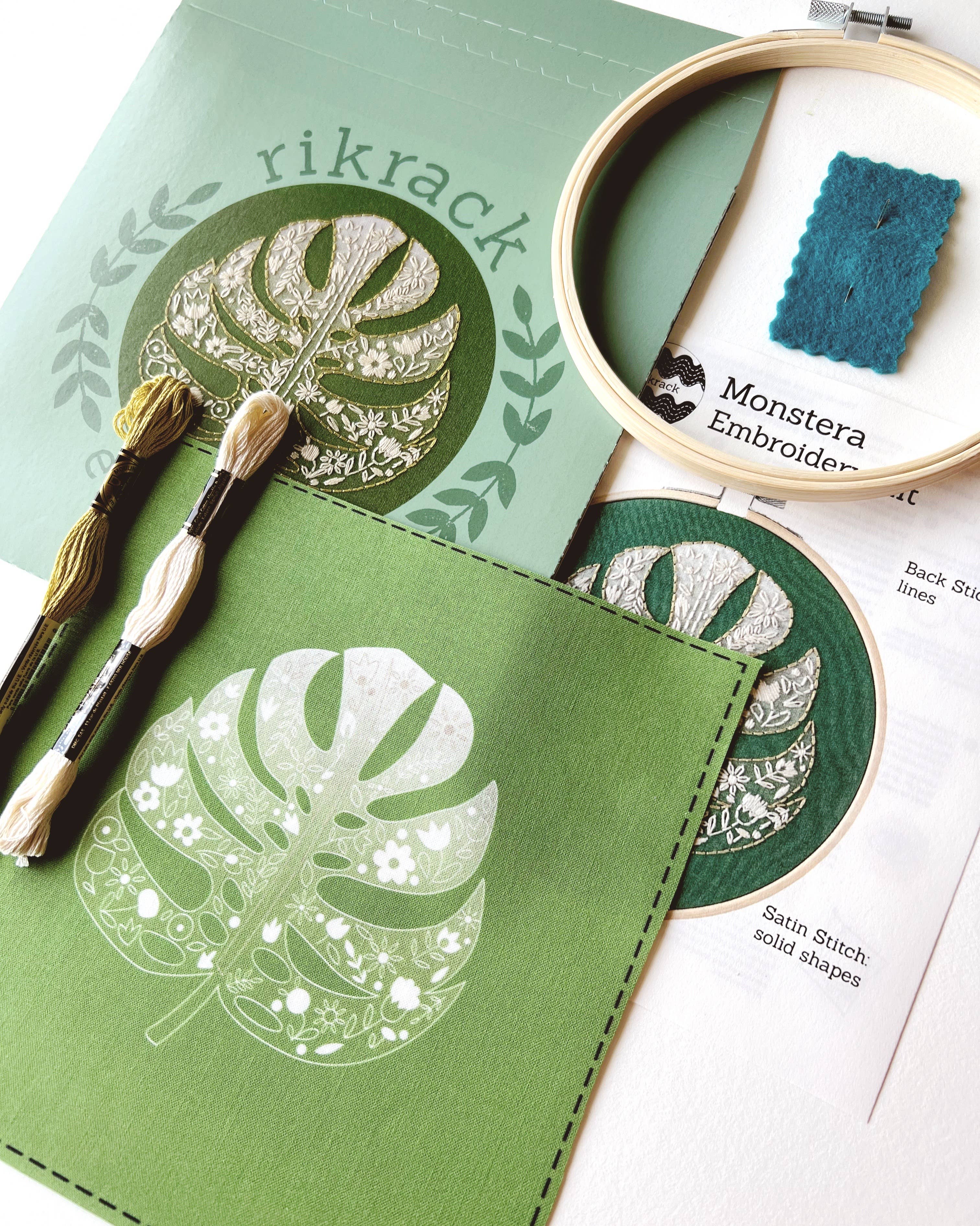 Rikrack - Wholesale Craft Sewing Kit - Monstera Embroidery Kit8