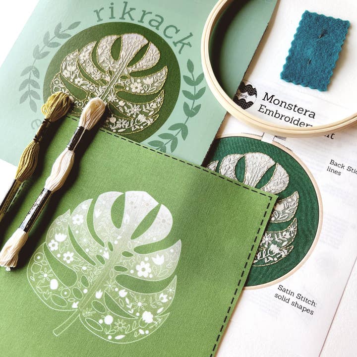 Rikrack - Wholesale Craft Sewing Kit - Monstera Embroidery Kit8
