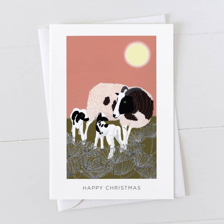 Jacob Schaf mit Lämmern Happy Christmas für den Großhandel von Bird the Artist