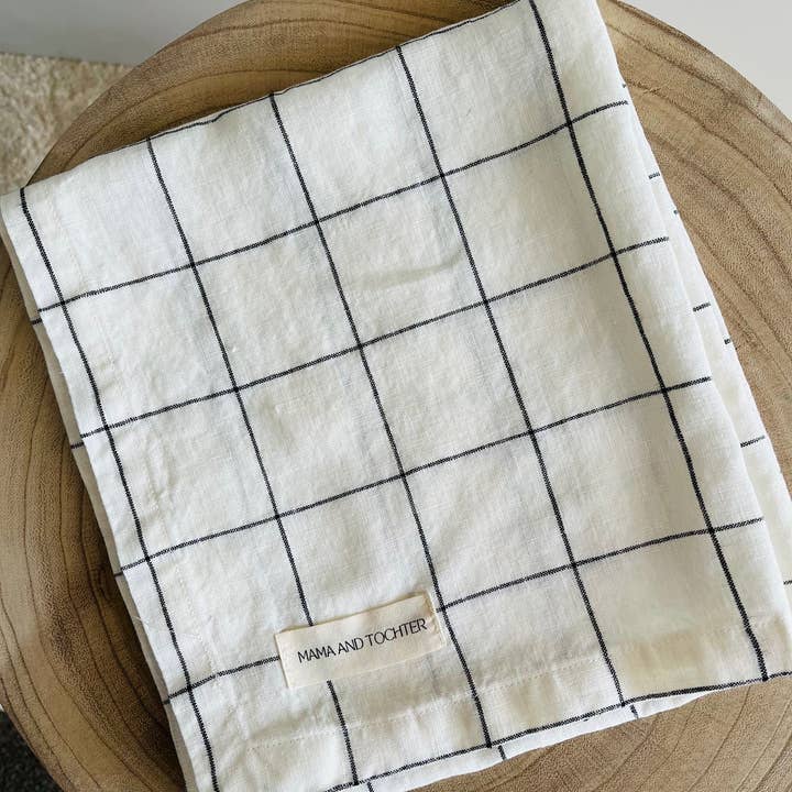 Mama and Tochter - Wholesale Tea Towel - Pure French Linen Tea Towel - Black Grids1
