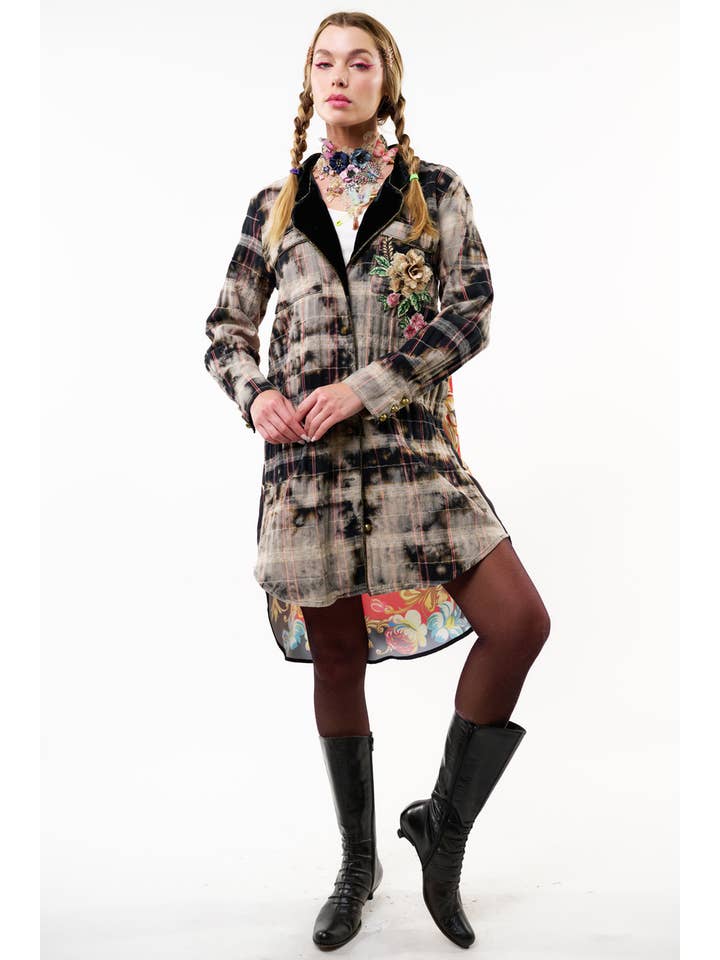 Queen Rules Shirt Dress - Oxidized Black for wholesale on Faire