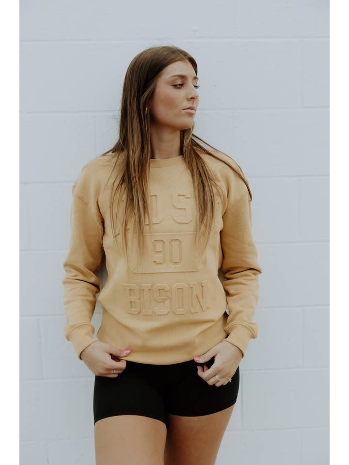 Gameday Social Apparel Co.® - Wholesale Graphic Sweatshirt - Women's - North Dakota State Vintage 81 Embossed Comfort Crew4