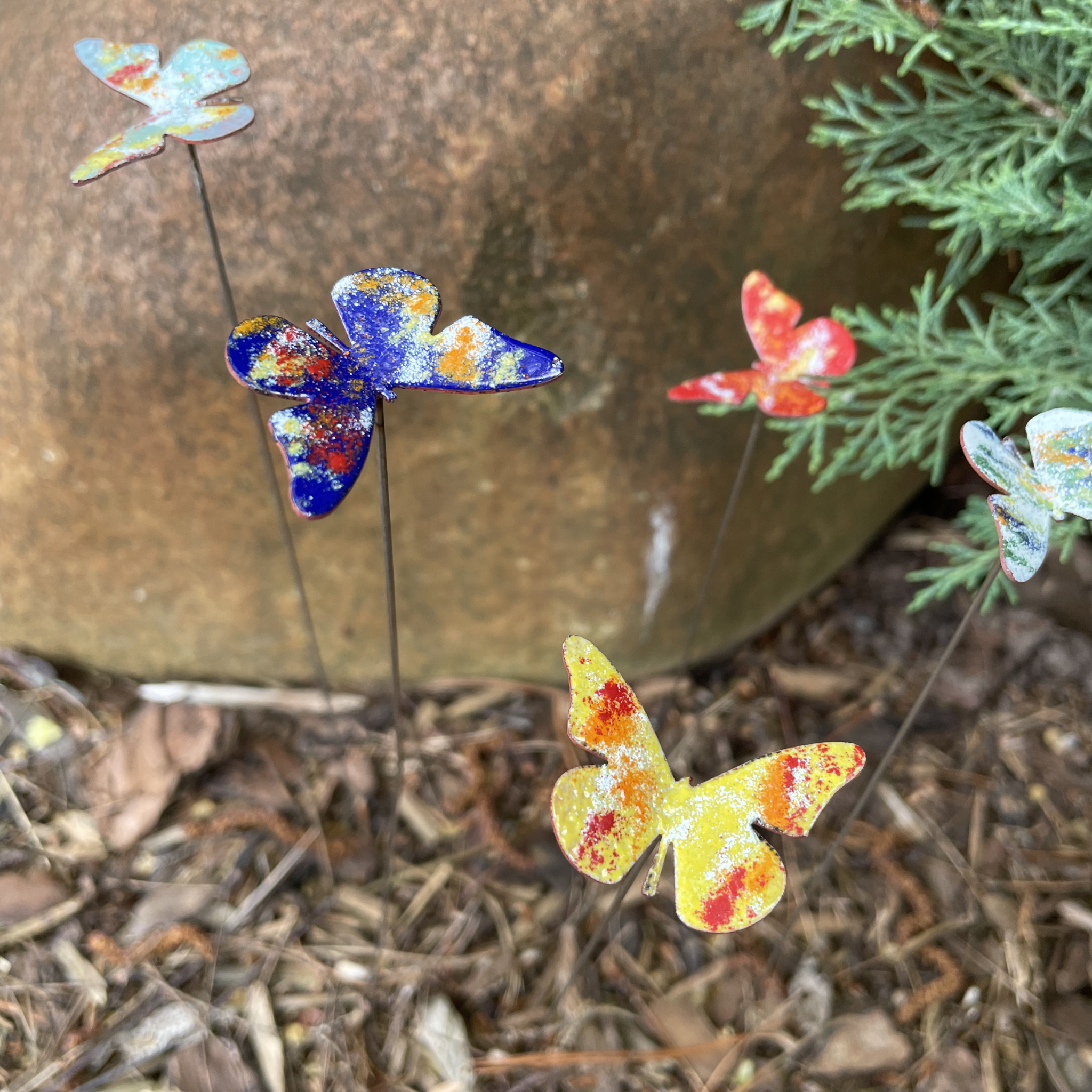 Clever Goods by Annabelle Noel Designs - Wholesale Garden/Lawn Stake - Small Copper Enamel Butterflies1