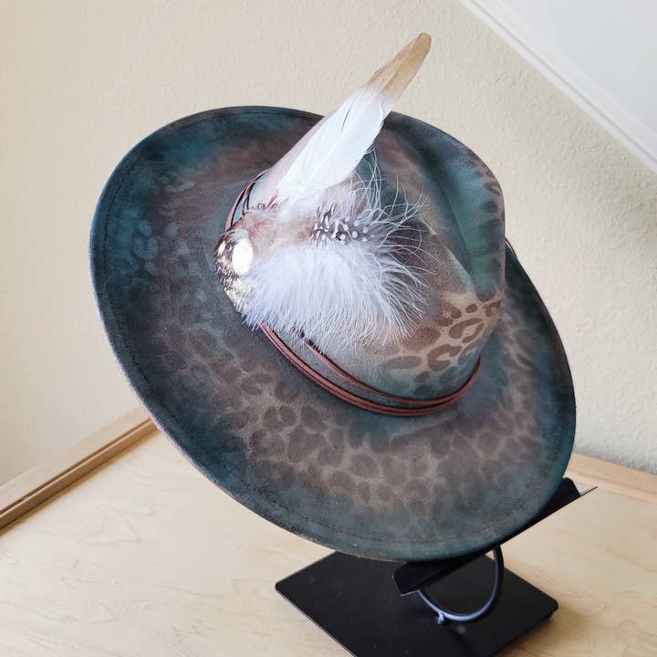 The Jewelry Junkie - Wholesale Fedora - Women's - CUSTOM Hand-Painted Cowgirl Western Boho Hat & Band (A30)