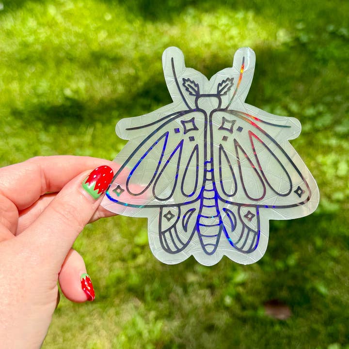 Celestial Moth Holographic Sun Catcher Window Sticker for wholesale by Hawburns Studio