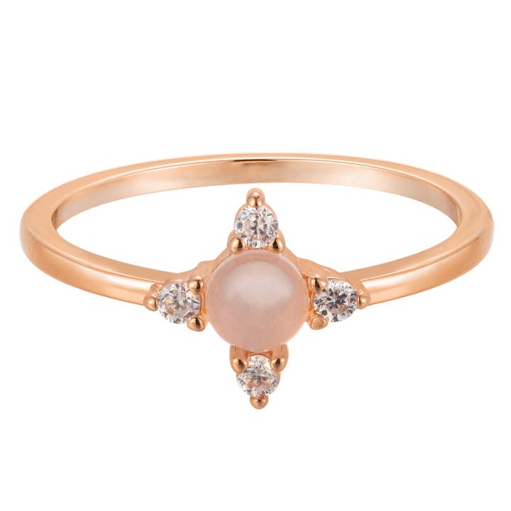 Pink Quartz and Cz Cluster Ring for wholesale by Heilo Jewelry