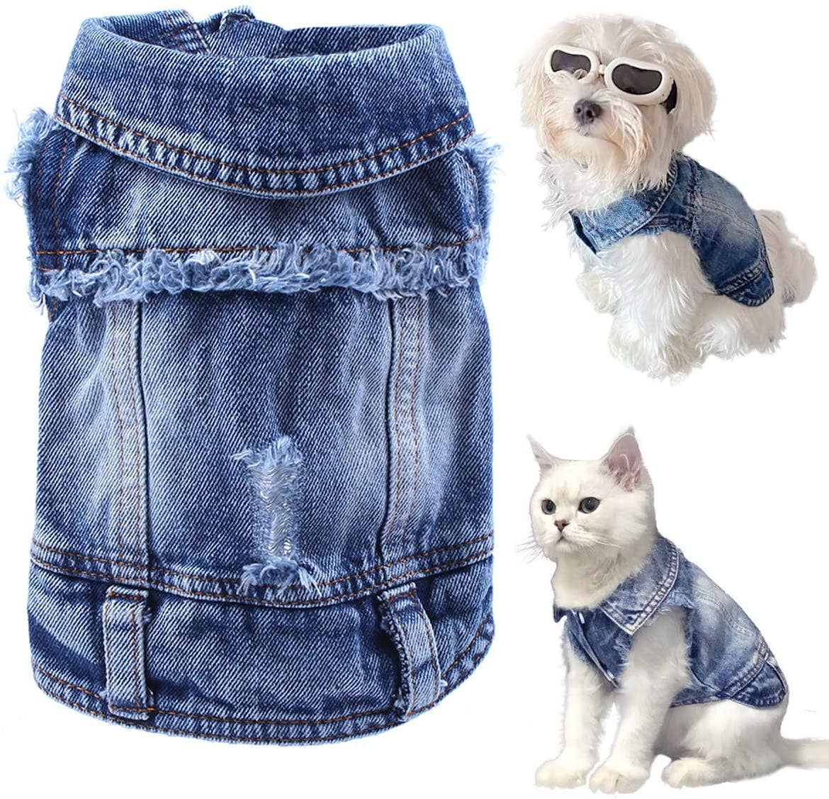Furr-Baby Gifts - Wholesale Pet Sweater - Dog - Pet Dog Cat Blue Denim Jeans Jacket Coat Vest4