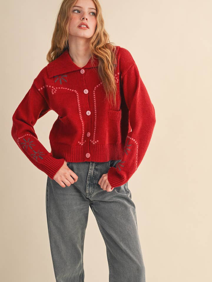 &MERCI - Wholesale Cardigan - Women's - WESTERN DESIGN SWEATER CARDIGAN MSW11217