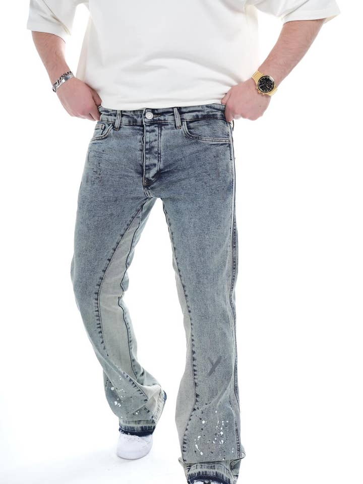 Premium Baggy Flare Patchwork Denim Jeans for wholesale by PremiumDenim