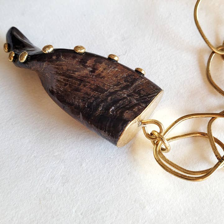 Bisjoux - Wholesale Pendant/Charm Necklace - Brass chain antler Big horn pendant necklace3