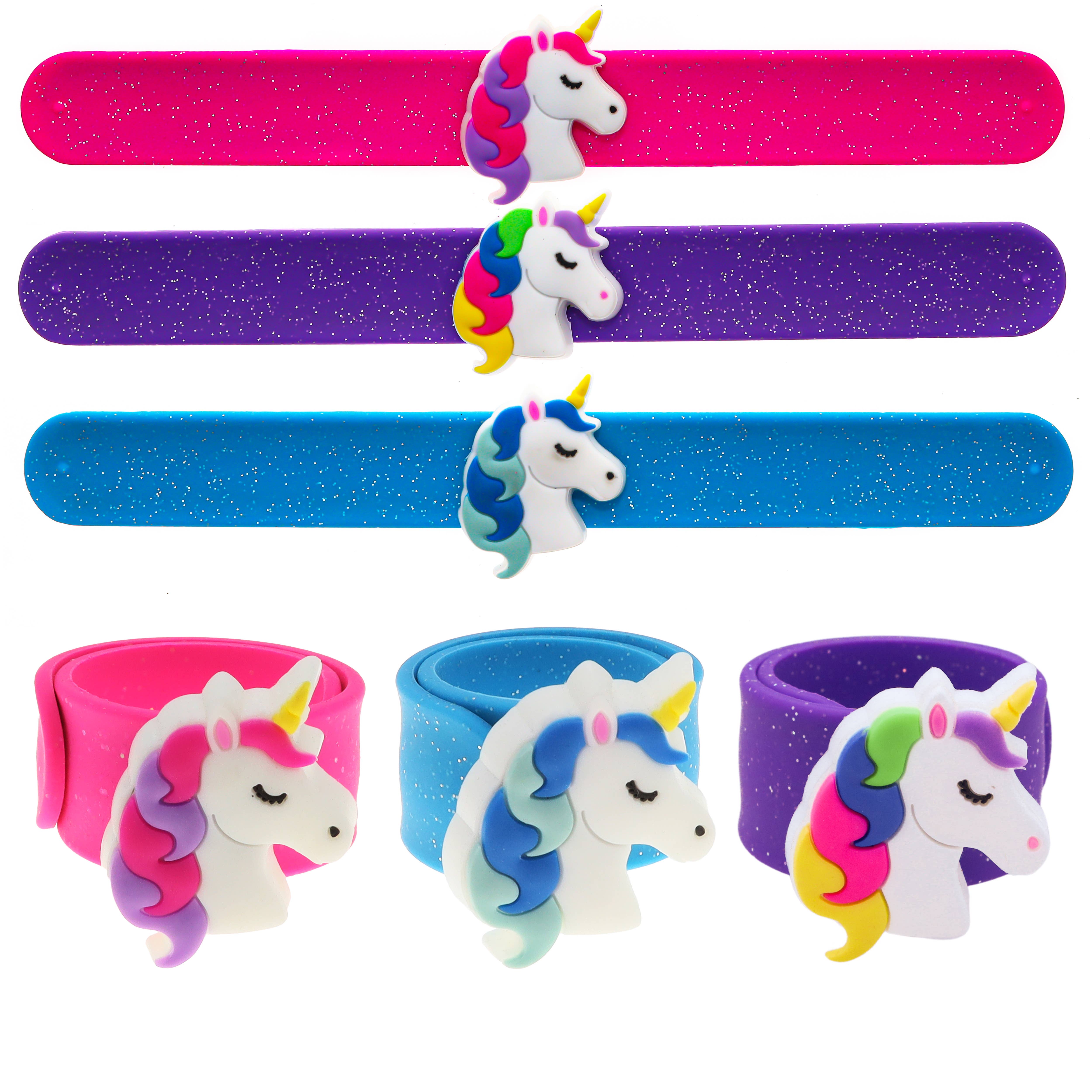 Glow in the Dark Unicorn Charm Bubble Bracelets - 3 Pack