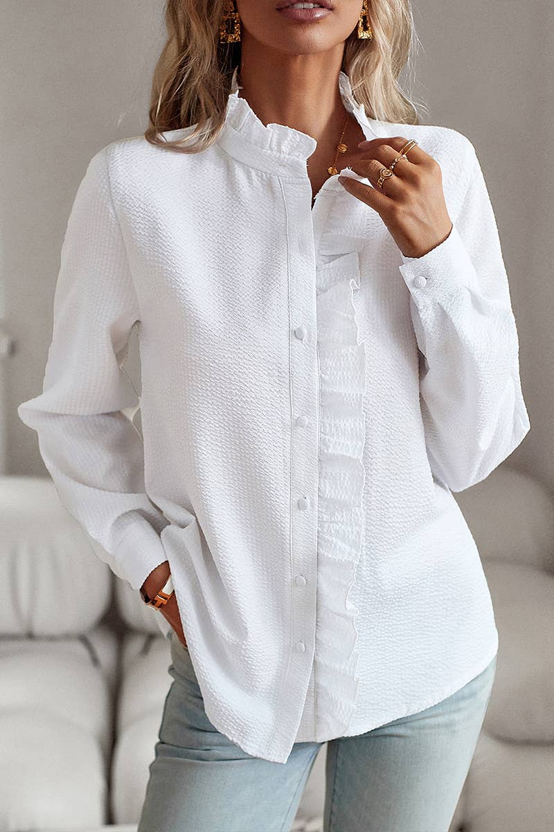 Lily Clothing - Wholesale Button Down Shirt - Women's - BUTTON UP LACE STRIPE SHIRT_CWTSTL02746