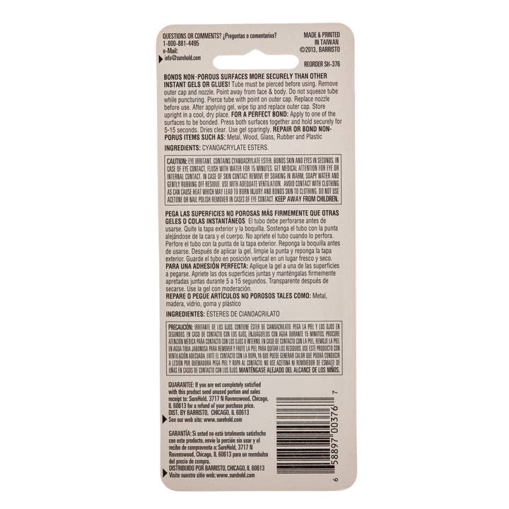 Surehold - Vendita all'ingrosso Colla - 376 Confezione da 2 Super Gel (4 grammi)