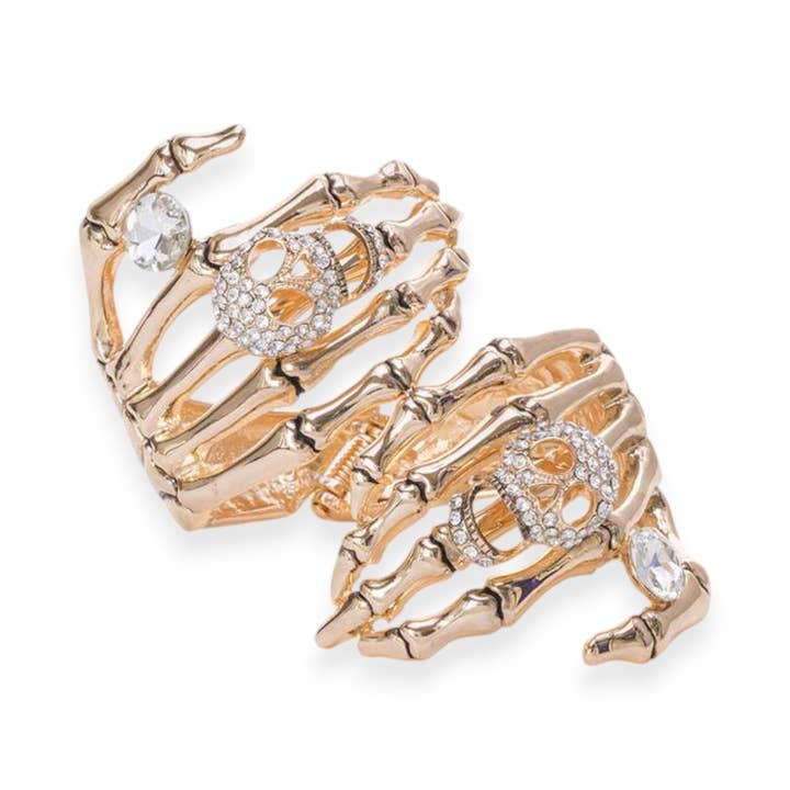 Crystal Skull Skeleton Hands Statement Bangle for wholesale by LA Jewelry Plaza