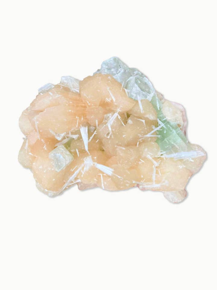 Pfirsich-Stilbit-Apophyllit-Kristallcluster #1 für den Großhandel von Sivalya