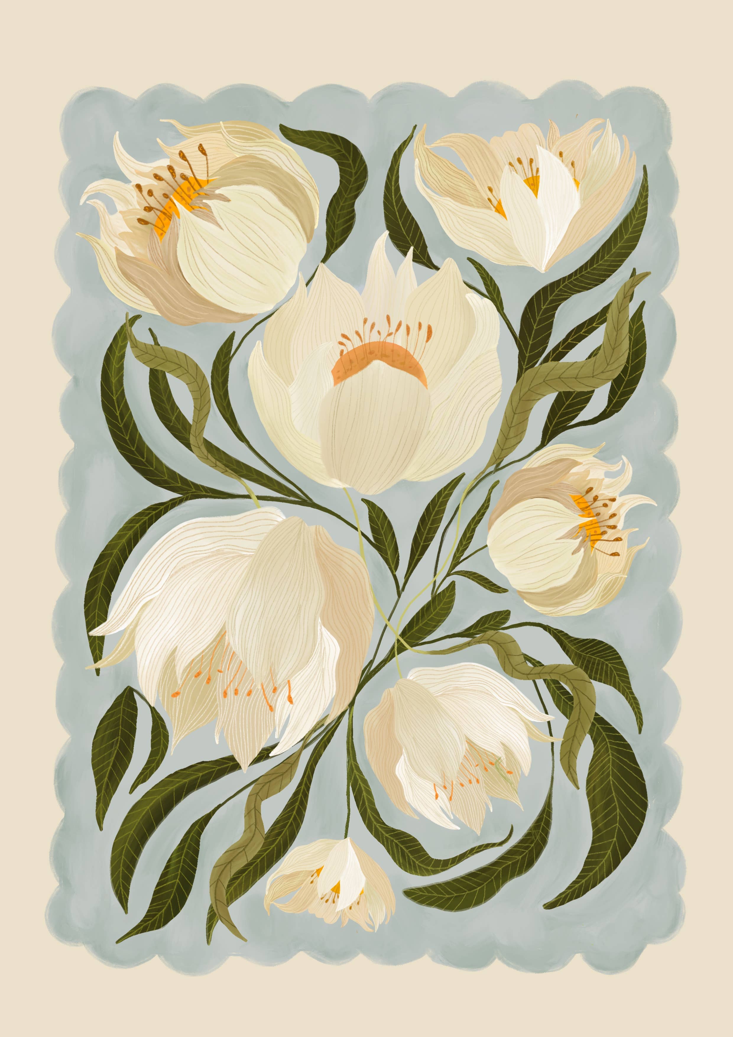 Kate Fox Design – Großhandel Kunstdruck – Weiße Pfingstrose, Kunstdruck, neutraler Druck, handgezeichnet, skurril6