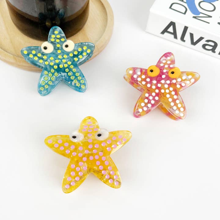 Cute Starfish Hair Clip,Acetate Claw Clip for wholesale by TheDivaSoap
