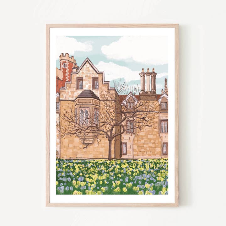 Tirage d'art britannique de Cambridge England « Trinity College » pour la vente par Cambridge Purple