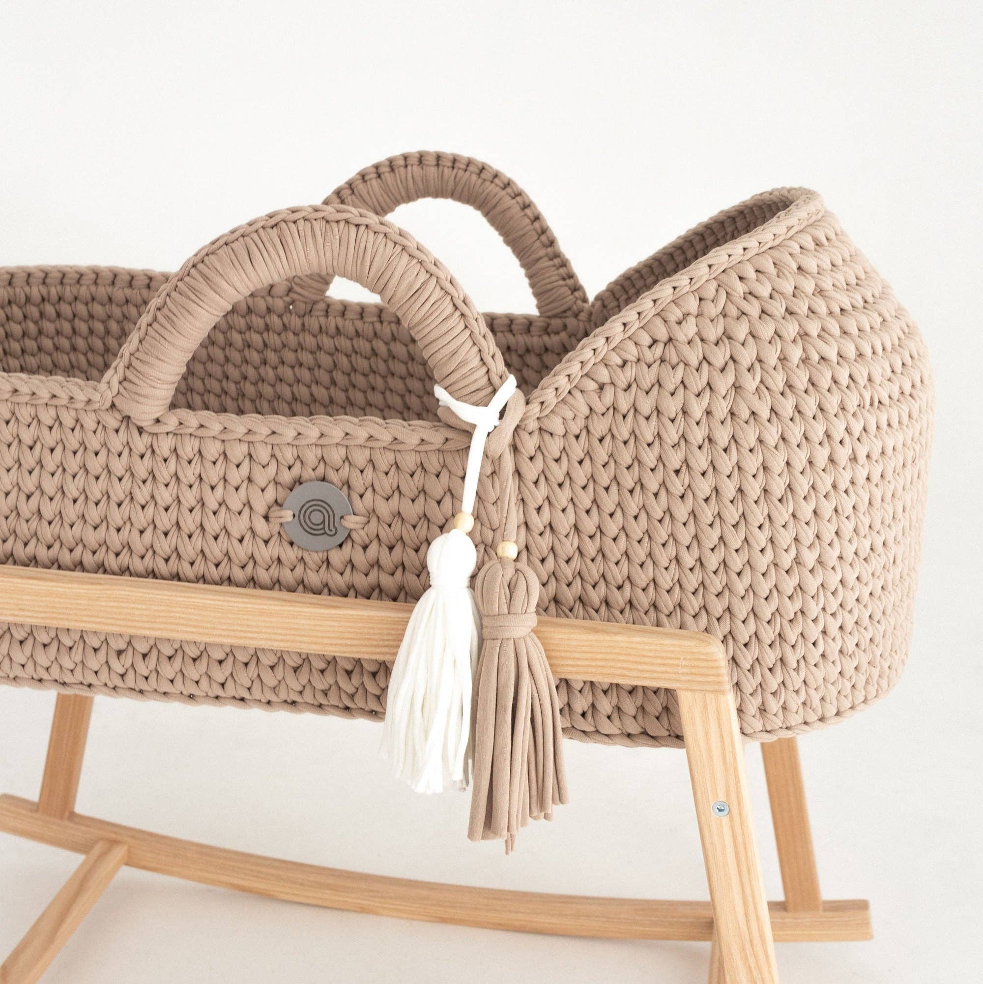 ANZY HOME - Wholesale Bassinet - Baby - Knitted Baby Moses Basket With Round Hood12