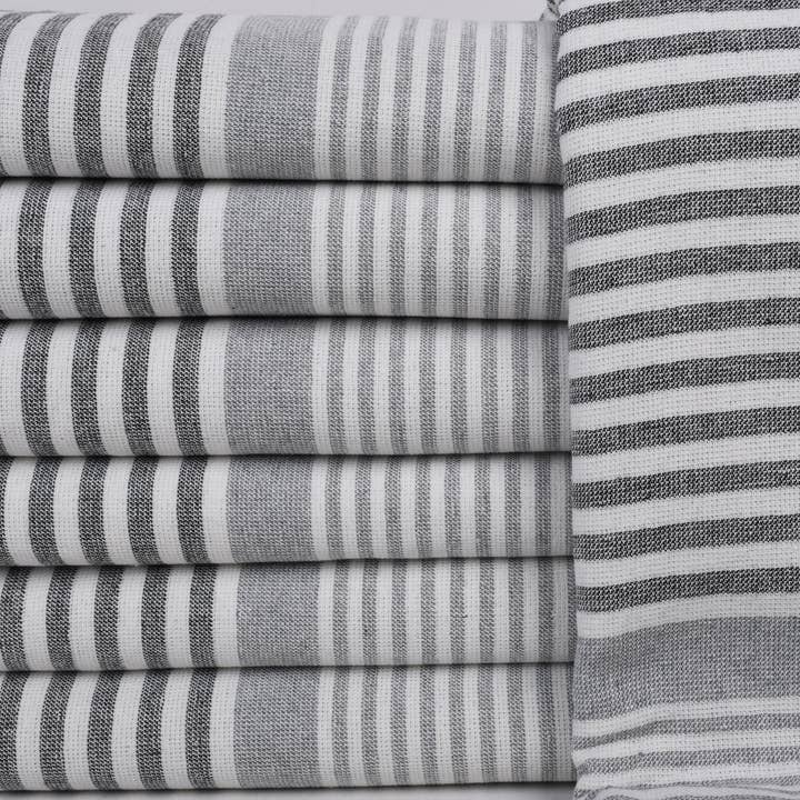 Organic Turkish Towels - Wholesale Beach towel - Monogrammed Striped Black Beach Towel1