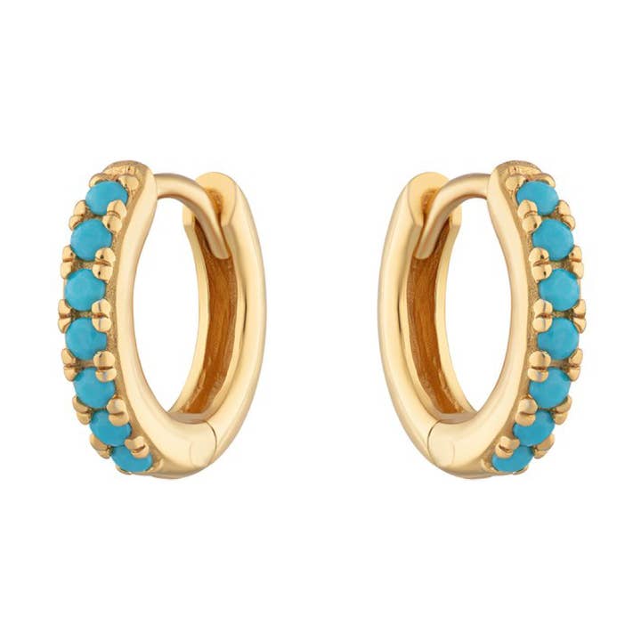 Créoles Huggies en pierre turquoise (10 mm) pour la vente par KIKICHIC