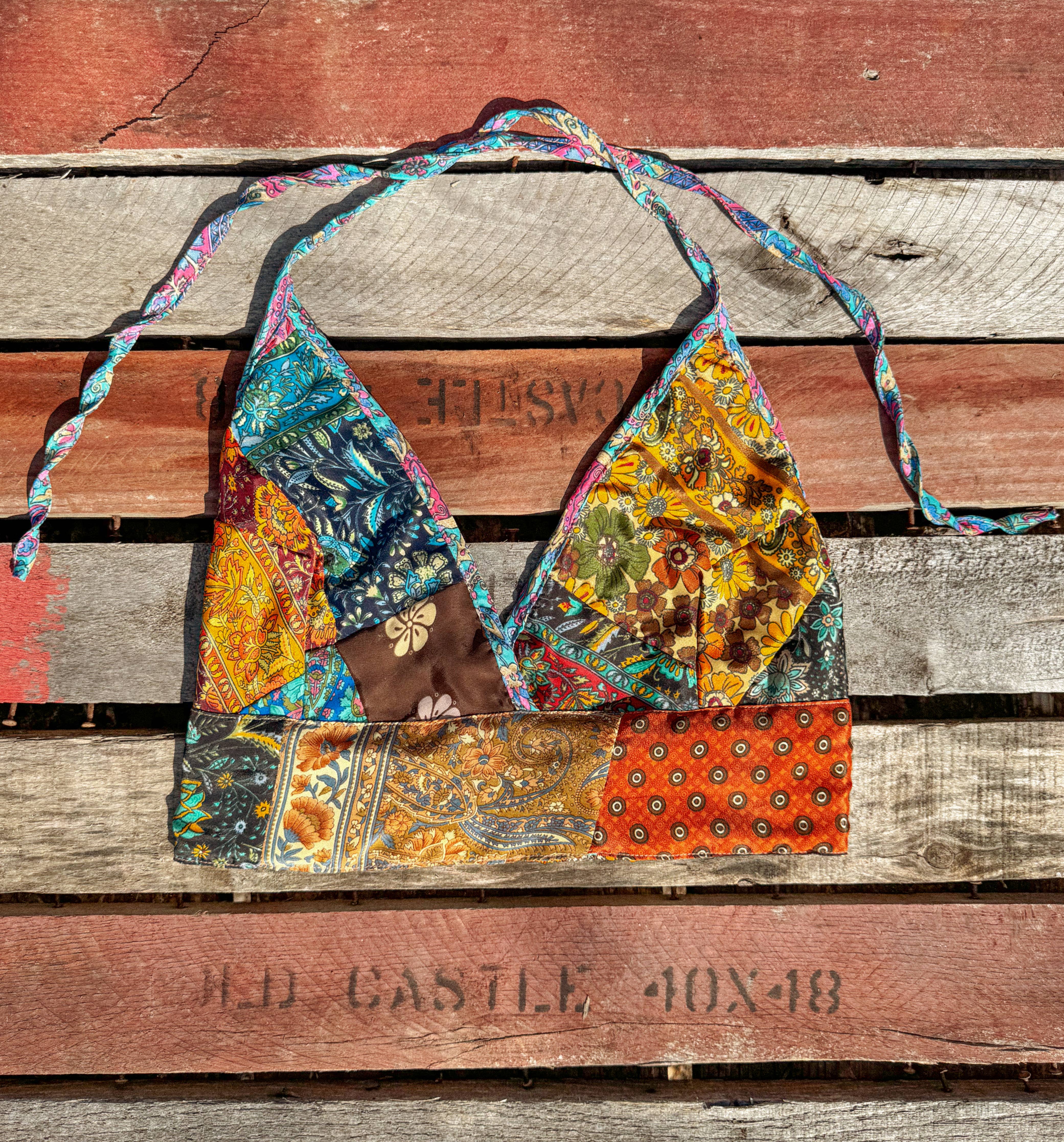 Gardenbelle Shop - Venta al por mayor Brallete - Mujer - Bralette reversibles de patchwork colorido estilo bohemio hippie para playa2