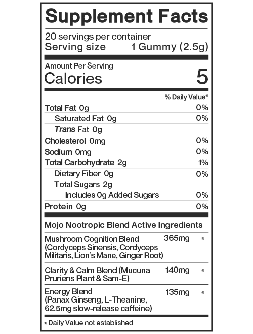 Mojo Gummies - Wholesale Oral Supplement/Vitamin - Extra Strength Brain Boosting Gummies, Strawberry Tangerine2