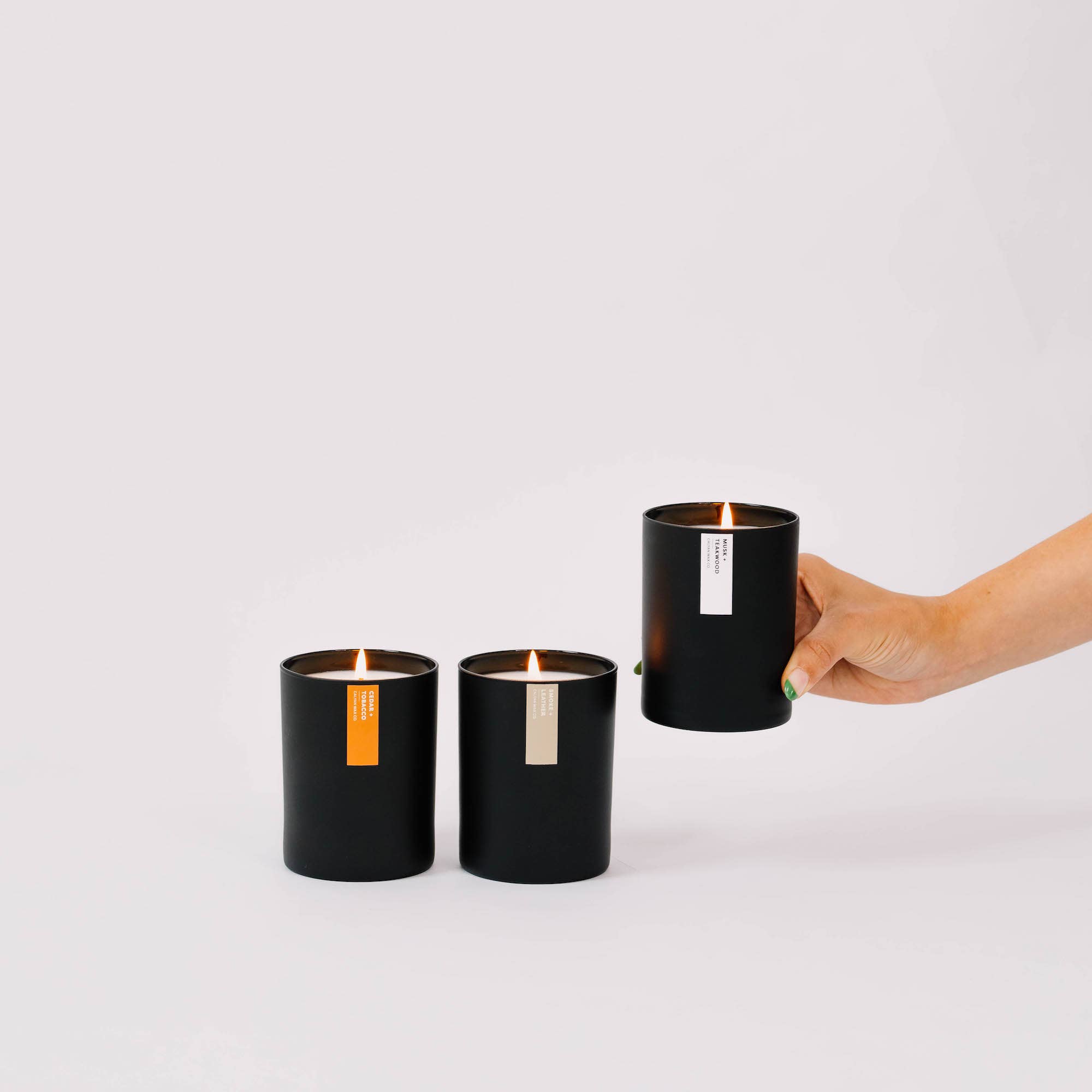Calyan Wax Co. - Wholesale Jar/Filled Candle - Musk + Teakwood - Matte Black Tumbler Soy Candle4