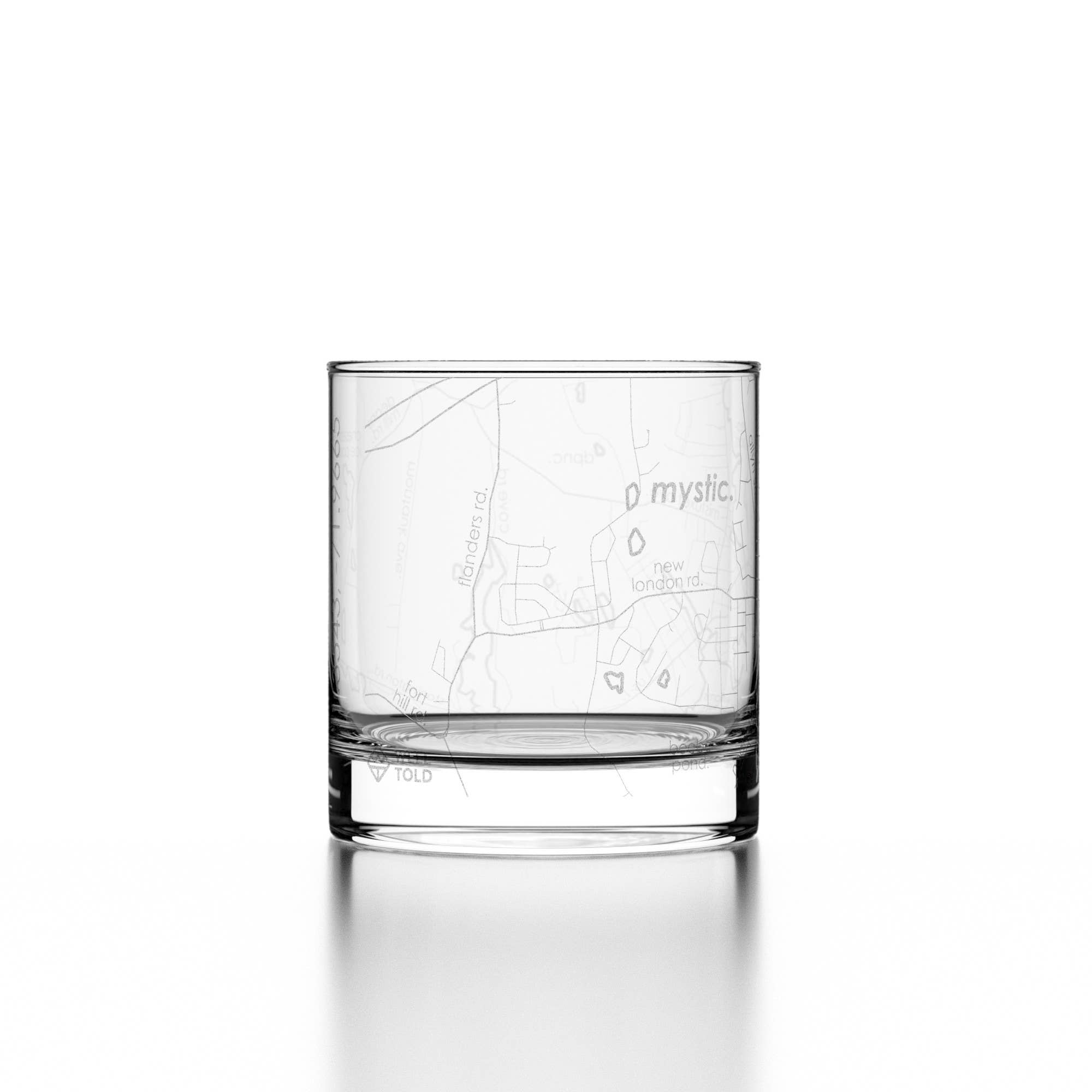 Well Told - Wholesale Drinking Glass/Cup - Mystic, CT City Map - Etched Whiskey Rocks Glass4