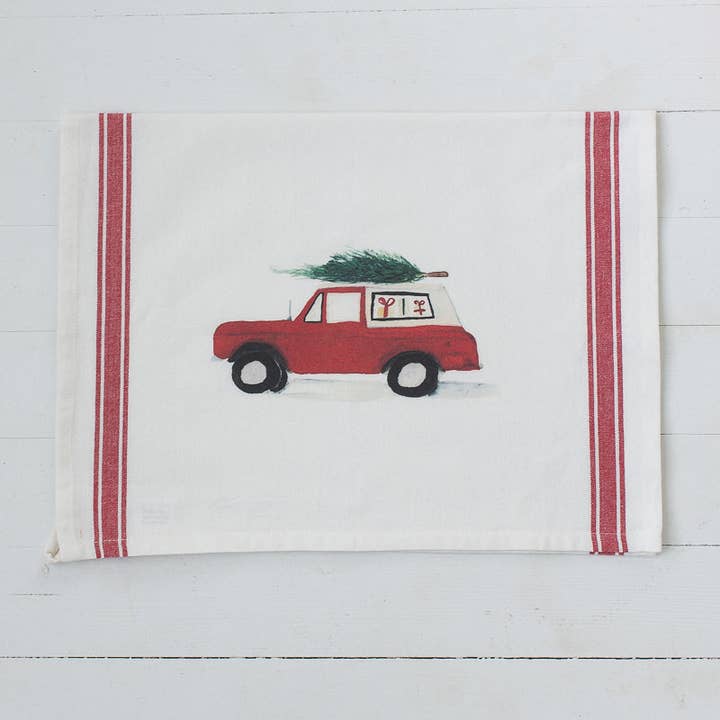 Finding Silver Pennies - Wholesale Tea Towel - Red Bronco Tea Towel | Christmas Dish Towel2