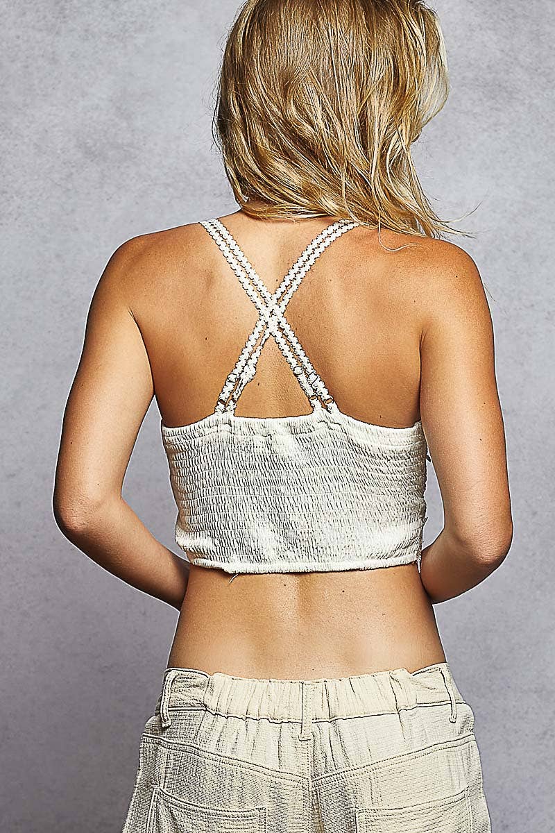 Pol Clothing - Wholesale Bralette - Women's - Adjustable cross strap lace crochet smock back bralette3