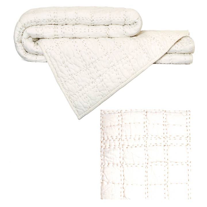 Neem Living - Wholesale Quilt - Check Box Quilt 104"x92"4