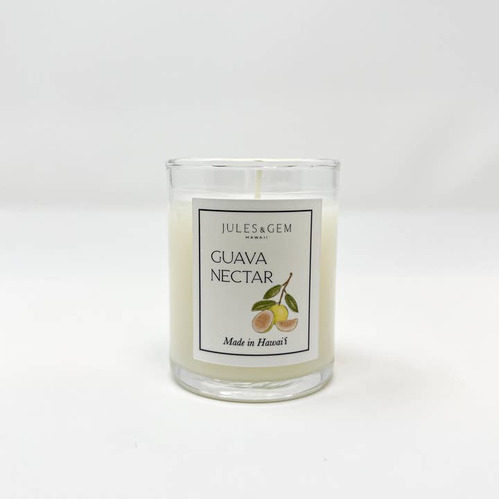 Bougie de 3 oz au nectar de goyave pour la vente par Jules and Gem Hawaii